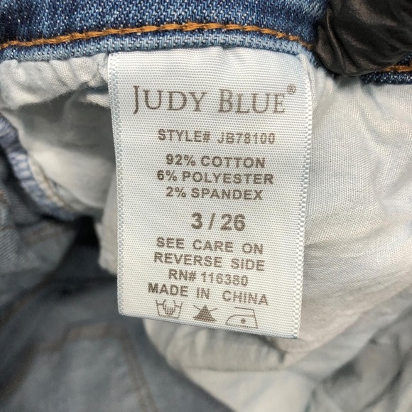 Judy Blue Jeans Womens 3/26 Blue Distressed Stretch Denim Straight Leg Pants Day - Picture 4 of 11